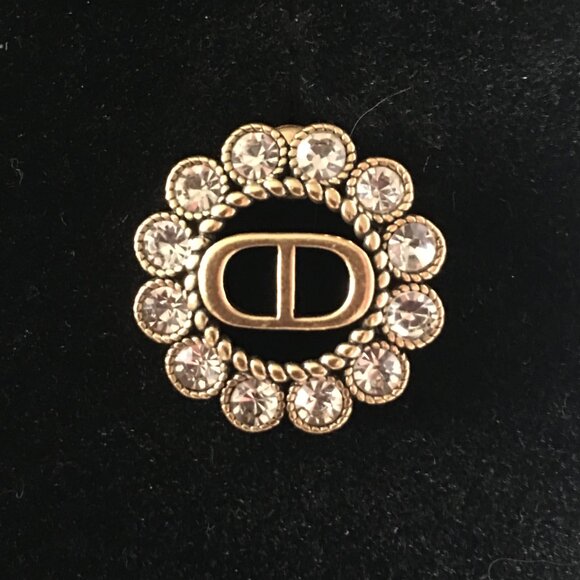 Christian Dior Gold Plated Paved Swarovski Crystal Earrings - Picture 2 of 4